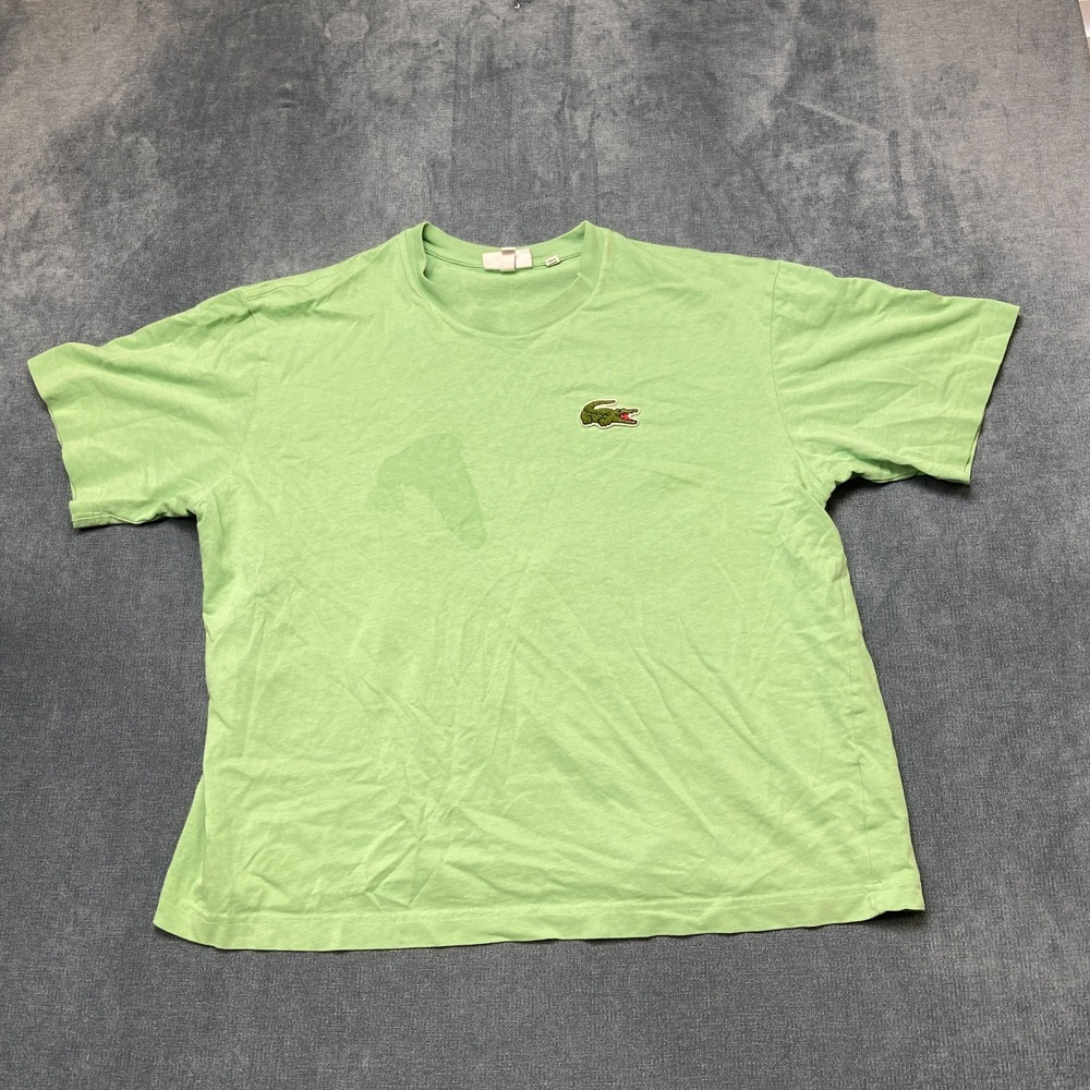 Lacoste T Shirt Unisex Large Green Loose Fit Embroidered Crocodile Logo Pullover